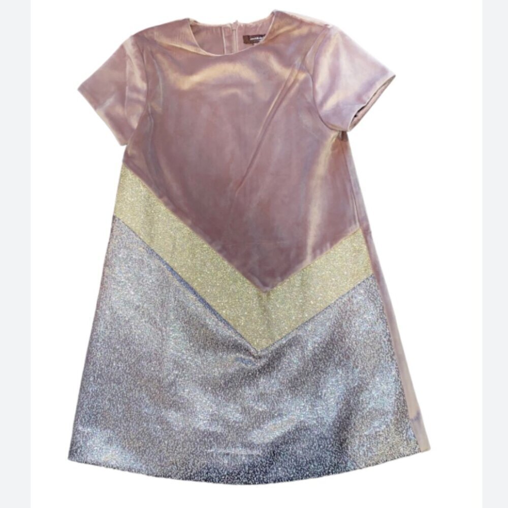 Imoga Girls Paris Dress Velvet Size 3 Mixed Media Shift Short Sleeves Party